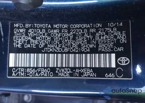 2015 Toyota Prius Three z USA, uszkodzony, nr VIN JTDKN3DU8F0421904